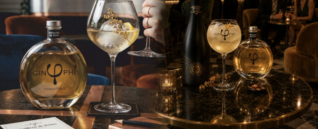 Univers de dégustation du GIN PHI Osmanthus